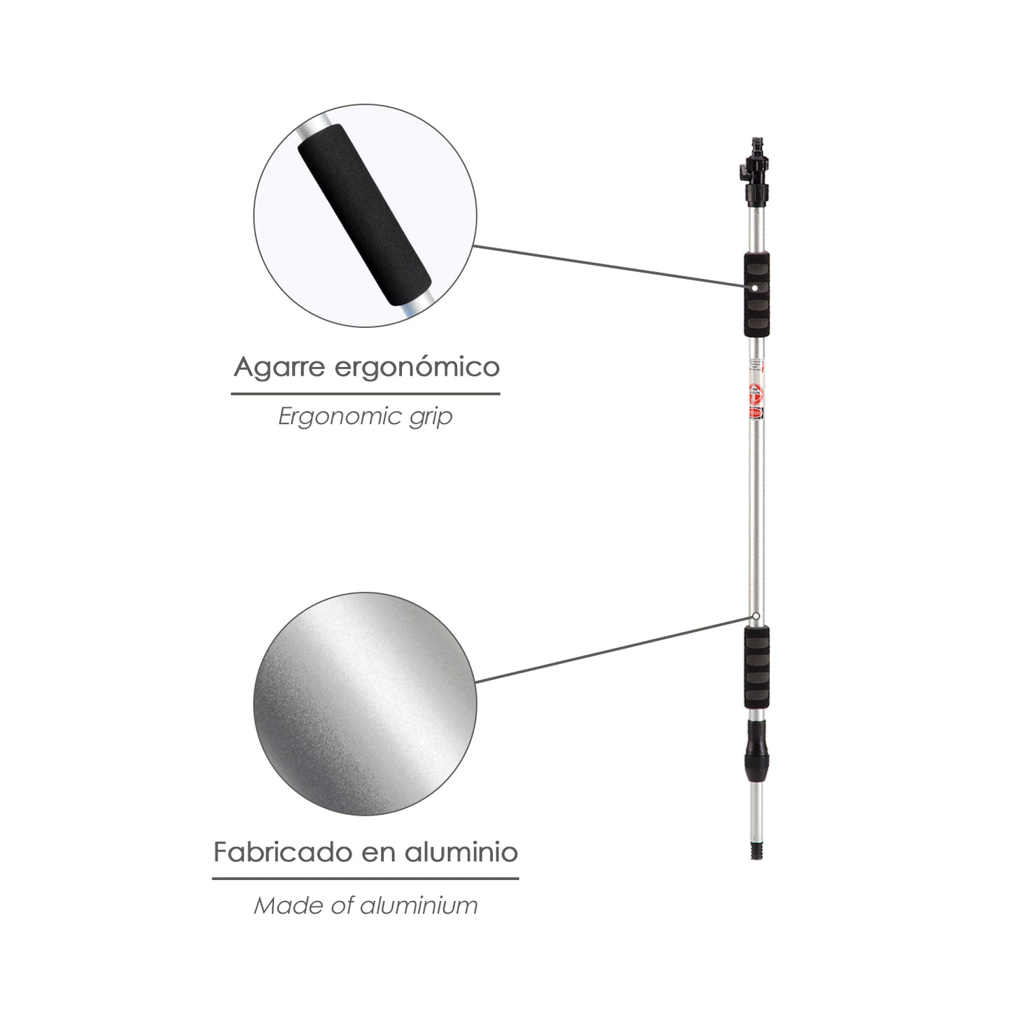 Mango Metalico Aluminio Para Cepillo Lavacoches. Medida de 100 a 150 cm .