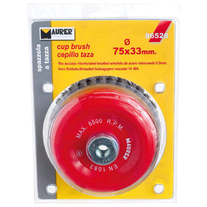 Cepillo Acero M14 Trenzado Taza  75x0,50 mm.